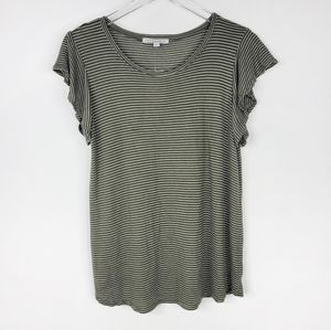 GREEN ENVELOPE Green White Striped Short Sleeve